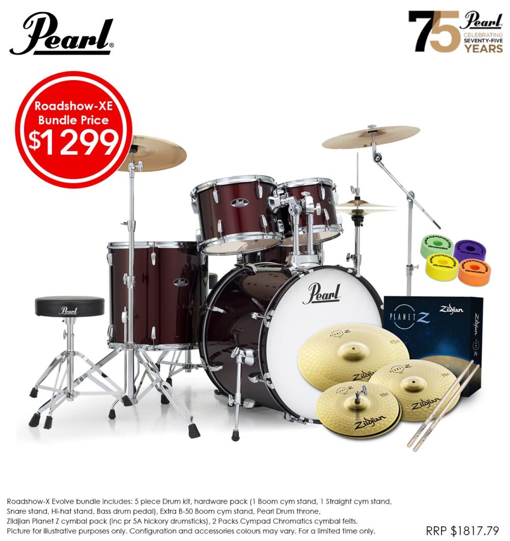 Pearl Roadshow-XE 22 Inch Fusion Plus Drumkit Package Red Wine