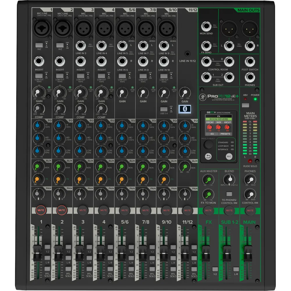 Mackie PROFX12V3+ Plus 12-Channel Analog Mixer With Enhanced FX USB Recording Modes and Bluetooth