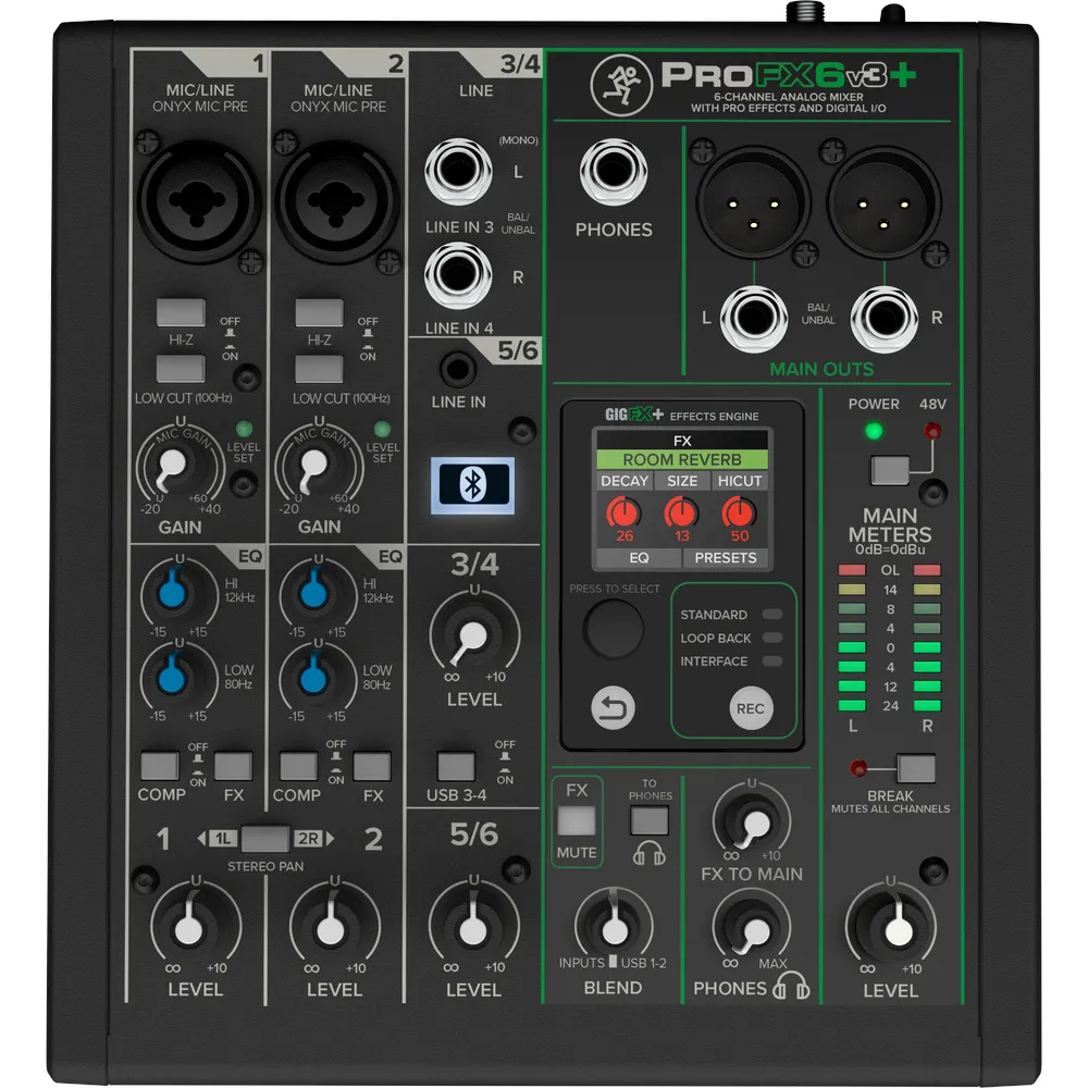 Mackie PROFX6V3+ Plus 6-Channel Analog Mixer With Enhanced FX USB Recording Modes and Bluetooth